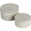 Bloomingville Contenitore decorativo rotondo in cemento con coperchi, grigio, set di 2, grigio