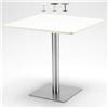 AHD AMAZING HOME DESIGN Tavolino quadrato 90x90cm con base centrale per bar bistrot Horeca Colore: Bianco - Silver
