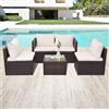 VIDAXL Set Divani da Giardino 5 pz con Cuscini in Polyrattan Marrone - Vidaxl