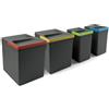 Emuca Kit di contenitori per la raccolta differenziata per cassetti da cucina Recycle Altezza Recycle 266 mm, 2x15 lt, 2x7 lt, Grigio antracite