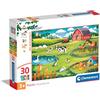Clementoni- Supercolor The Farm-30 Pezzi Bambini 3 Anni, Puzzle Animali, Illustrazione, Made in Italy, Multicolore, 20286