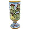 CERAMICHE CALTAGIRONE Portafiori Cilindro in Ceramica Siciliana Caltagirone Giallo Ocra Fichi d'india H. 32 cm