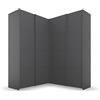 Rauch Möbel Quadra - Armadio angolare con ante sospese, 4 porte, con 2 appendiabiti, 12 ripiani, 3 cassetti, 181 x 229 x 187 cm (L x A x P)