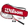 Wilson Starter Squash Kit Set da Squash, Racchetta Impact Pro 300, 2 Palline, 1 Borraccia Acqua e 1 Borsa, WRT913100, Unisex, Rosso/Nero