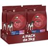 PURINA ONE Crocchette per Cani Adulti Ricco in agnello con Riso 4 Sacchi da 3kg