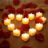 Mudder 12 Lumino a Cuore Candele a LED d'Amore con 200 Petali di Rosa in Seta Petali Artificiali Sparsi per Ragazze Decorazione per Tavola Matrimonio Valentine (Giallo Chiaro, Petalo Rosso Scuro)