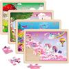 SYNARRY Puzzle Unicorno Mermaid Princess Legno Bambini 3 4 5 6 Anni, 4×24 Pezzi Puzzle Bambina, Giocattoli Educativi Prescolari Regali