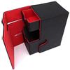 docsmagic.de Premium Magnetic Tray Box (100) Black/Red + Deck Divider - MTG - PKM - YGO - Porta Mazzo Nero/Rosso