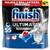 Finish Ultimate Infinity Shine Pastiglie Lavastoviglie, 55 Capsule Lavastoviglie, Pastiglie per Lavastoviglie contro lo Sporco e i Residui Incrostati