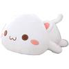 OUKEYI Simpatico cuscino in peluche a forma di gattino, morbido cuscino a forma di gattino, morbido cuscino imbottito per bambini (bianco)