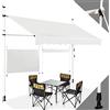 RELAX4LIFE Tenda da Sole a Morsetto per Balcone con Lungezza 1,5M/2M/2,5M/3M/3,5M/4M, Altezza Regolabile da 2M a 3M, Montaggio senza Forare, Manovella Manuale (3M, BEIGE)