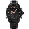 Naviforce - NF9138S - Men's Fashion Dual Time Analogue Digital Quartz Wrist Watch, Metal Band, Waterproof (Cinturino: nero/indice: arancione)
