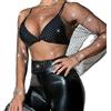 Odizli Maglia Sexy Da Donna Trasparente Glitter Strass a Maniche Lunghe Top Festival Festa, Nero, S