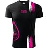 Zena Padel T-Shirt Padel, Maglia Padel Tecnica, Tessuto Elasticizzato Traspirante Dry Fit, Padel Uomo e Donna, Rainbow 01 (M, Nero/FUXIA)