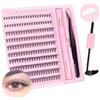 Parriparri Ciglia Finte Ciuffetti Kit 200pcs D Curl 8-16 mm Naturali Extension Ciglia con Bond e Seal e Pinzette Ciglia a Grappolo con Colla er Uso Personale a Casa