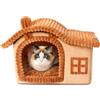Jiupety casa per Gatti Gatti,Camino casa del Gatto per i Gatti Interni,casa dell'animale Domestico per 1,4-4,5 kg Gatto e Cani,Pieghevole con Rimovibile Antiscivolo Grande Spazio Cartoni Animati