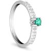 LUXURY MILANO Anello in oro con diamanti ct. 0,1 e smeraldo ct. 0,12