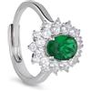 ORO&CO 925 Anello contornato in argento con pietra verde e zirconi