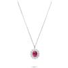 ORO&CO 925 Collana in argento con pietra rossa e zirconi