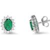 ORO&CO 925 Orecchini a lobo in argento con pietra verde e zirconi