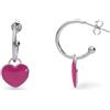 ALFIERI & ST. JOHN 925 Orecchini cuore a cerchio in argento con cuore fucsia