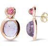 STANOPPI Orecchini in oro con quarzo rosa, tormalina rosa e diamanti ct 0.10