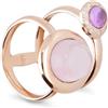 STANOPPI Anello in oro con quarzo rosa, tormalina rosa e diamanti ct 0.05