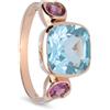 STANOPPI Anello in oro rosa con topazio azzurro e tormaline rosa
