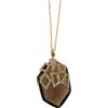 GOLD ART Collana in oro giallo con quarzo fume e diamanti