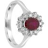 LUXURY MILANO Anello contornato in oro con rubino ct. 1,00 e diamanti ct. 0,36