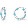 LUXURY MILANO Orecchini a cerchio torchon collezione hula hoop in argento rodiato 925 con smalto blu