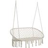 Outsunny Amaca a Dondolo da Giardino e Casa a 2 Posti, Telaio Metallo e Seduta Cotone 130x75x40cm, Bianco Crema|Aosom