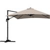Outsunny Ombrellone 3x3 m a Braccio con 8 Stecche, Pedale e Manovella, in Alluminio e Poliestere, color Khaki|Aosom