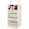 GRANNY SAYS Organizer Armadio da Appendere, Organizer da Appendere con 3 Scomparti, Organizer Armadio Salvaspazio per Vestiti, Beige Appendi Borse da Armadio, Ripiani per Armadio Interno