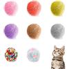 PFLYPF 6 gomitoli di lana, con 2 palline di peluche, palline interattive per gatti, in feltro, per allenamento e gioco
