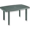 Tomaino - Tavolo Da Giardino In Plastica Rettangolare Per Esterno, Set Da Pranzo, Campeggio - Foro Ombrellone, Gambe Smontabili 137x85x72cm (verde)