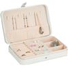 Relaxdays Valigetta Portagioie, Cofanetto Porta Gioielli da Viaggio, Organizer Anelli e Collane, 4,5x21x14,5 cm, Bianco