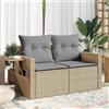 Vidaxl Divano da Giardino con Cuscini a 2 Posti Beige in Polyrattan