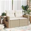 Vidaxl Divano da Giardino con Cuscini a 2 Posti Beige in Polyrattan