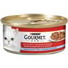 GOURMET Rosso Cibo Umido per Gatti Adulti Tocchetti Mignon in Salsa con Salmone e Trota 24 Lattine da 195g
