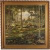Quadro Moderno Dipinto con Paesaggio Boschivo Olio su Tela '900