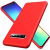 YaMiDe Custodia In Silicone Liquido Per Samsung Galaxy S10, Con [Protezione Schermo], Custodia In Gomma Gel Antiurto Anti-impronta, Rosso