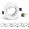 SCNNC Cornice Faretto LED Incasso GU10, Bianco Rotondo Portafaretto da Soffitto incl.Portalampada GU10, Orientabili a 30°, 50MM Cornice Faretto Incasso per Cartongesso Faretti da Soffitto, Set da 6