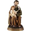 DRW Figura San Jose con bambino seduto Resina dipinta a mano 30 cm