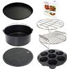 TINMIX 22 cm, accessorio XL per friggitrice ad aria calda, 7 pezzi, con padella per cupcake, teglia per pizza, tazza da forno in silicone, ricettario per 5,3 Qt - 6,8 Qt
