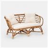 DEGHI Divano da giardino 149x74 h cm in rattan con cuscini bianchi - Odette