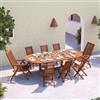 DEGHI Set pranzo tavolo allungabile 180/240x120 cm e 8 sedie pieghevoli in legno teak - Louis
