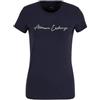 Armani Exchange Rhinestone Script Logo Cotton Crewneck T-Shirt, Blueberry Jelly, S Donna