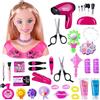 GOXAEEE Tete da parrucchiere, 35 pezzi, testa da parrucchiere e truccare, gioco di giocattoli, giocattolo da ragazza per 1-9 anni, bambola styling headdressing (rosa)