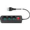 Vimar 0R00637.CC Presa multipla con interruttore automatico di protezione e cavo da 1,5 m, 3 uscite SICURY universale standard italiano, spina 10 A standard italiano, nero